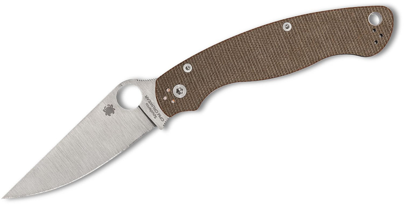 Spyderco Military 2 Compression Lock Knife Brown Micarta CRU-WEAR (4" Satin) C36MPCW2