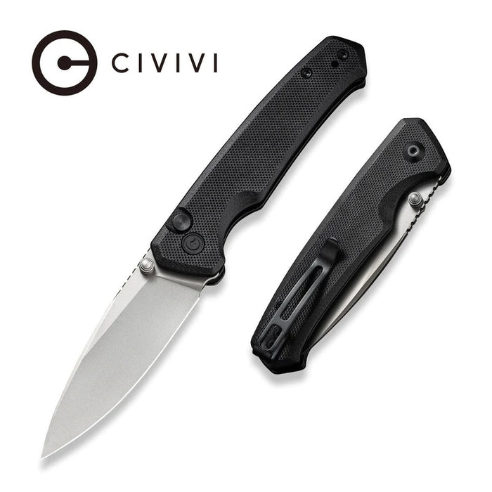 CIVIVI Altus Button Lock Knife Black G-10 (2.97" Satin) C20076-1