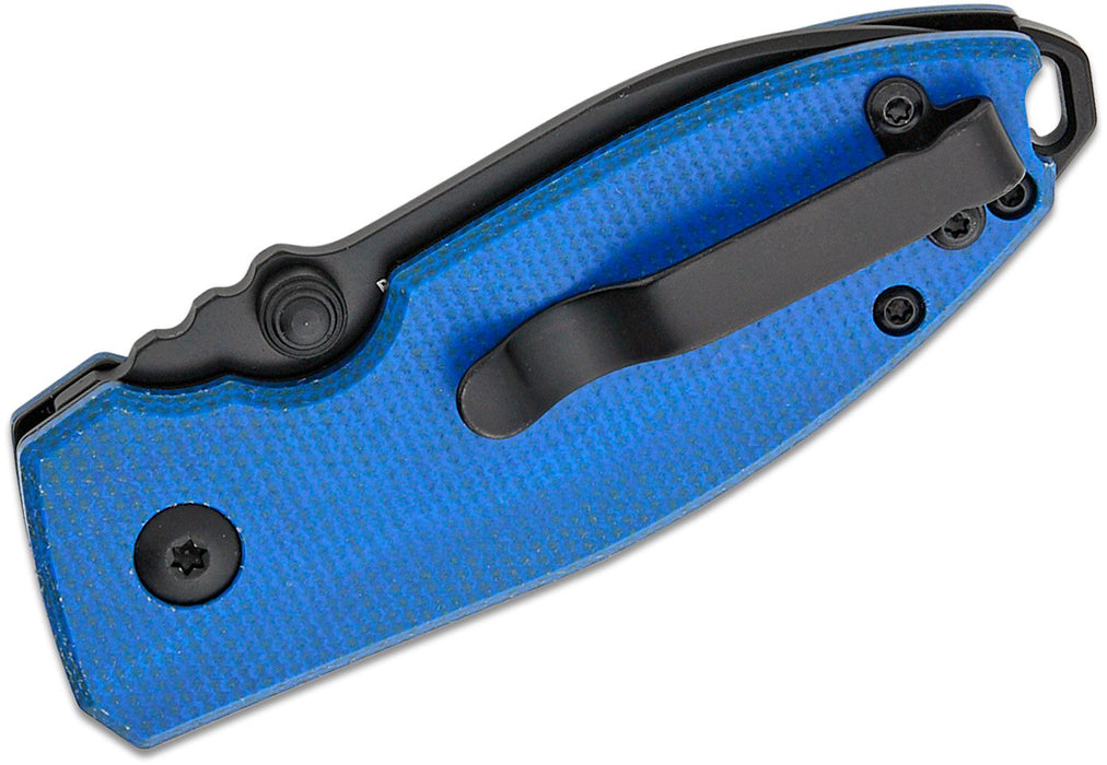 CRKT Squid Button Lock Knife Blue Micarta (2.27", Black Oxide, D2) 2474BD