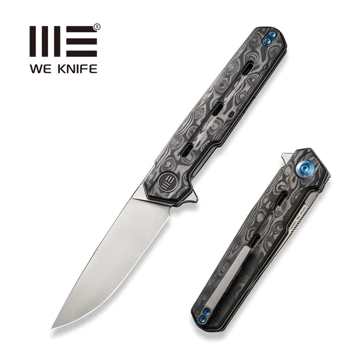 WE Knife Co Navo Folding Knife Black Gray Rose Carbon Fiber (3.25" Satin) WE22026-2