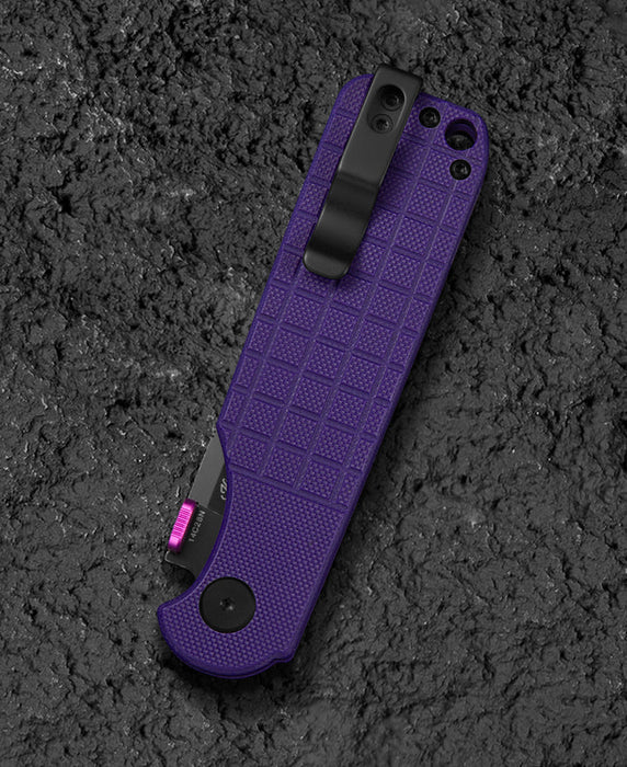 Bestech Knives Glok Button Lock Folding Knife Purple G10 (3.54" Black) BG55D