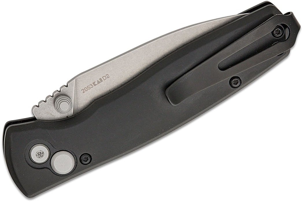 Kershaw Kindred Button Lock Knife Black Aluminum (3", Stonewash, D2) 2053