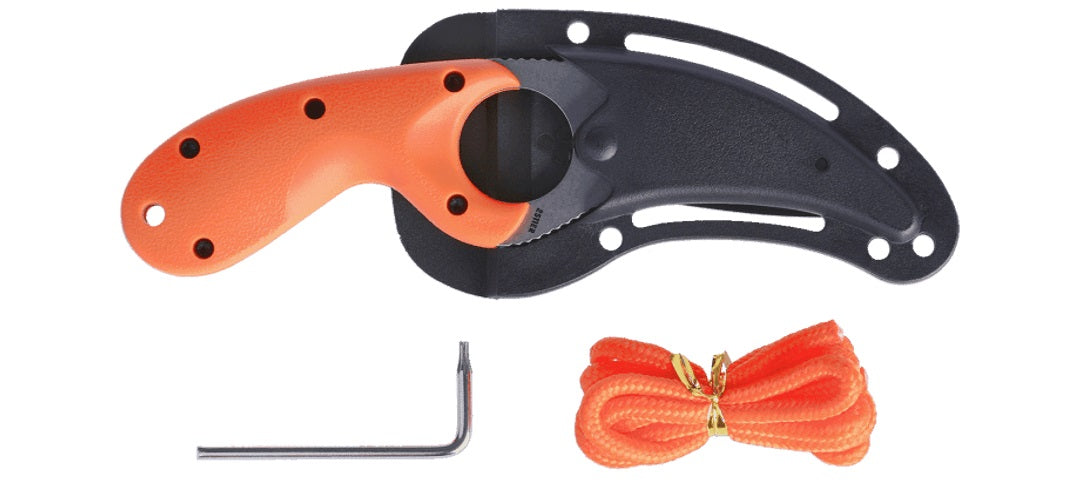 CRKT Kommer Bear Claw Fixed Blade Knife Orange Nylon (2.39" SW Serr) 2511ER