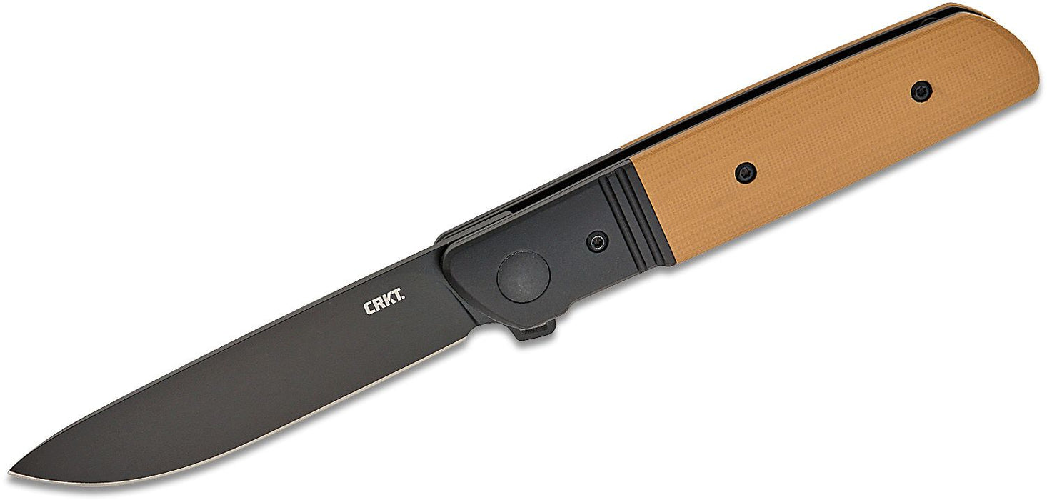 CRKT Bamboozled Spring Assisted Liner Lock Knife Brown G-10 (3.34", Black, D2) 5720B