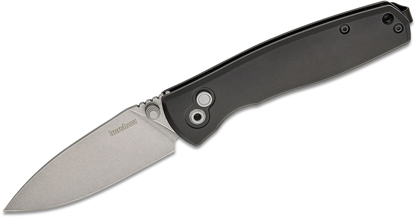 Kershaw Kindred Button Lock Knife Black Aluminum (3", Stonewash, D2) 2053