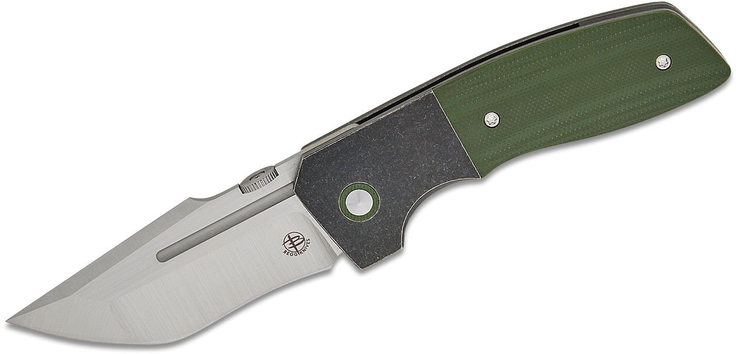 Begg Knives One Frame Lock Knife OD Green G-10 (3.07", Satin, VG10) BG062