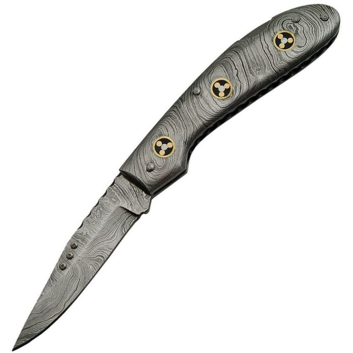 Damascus Mosaic Pins Lockback Folding Pocket Knife DM1135
