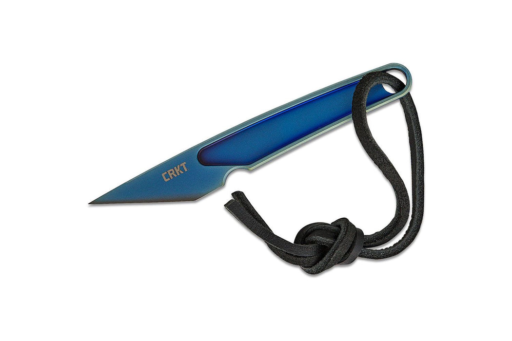 CRKT HangTi Fixed Blade Knife Blue Titanium (1", Blue, Titanium) 7065