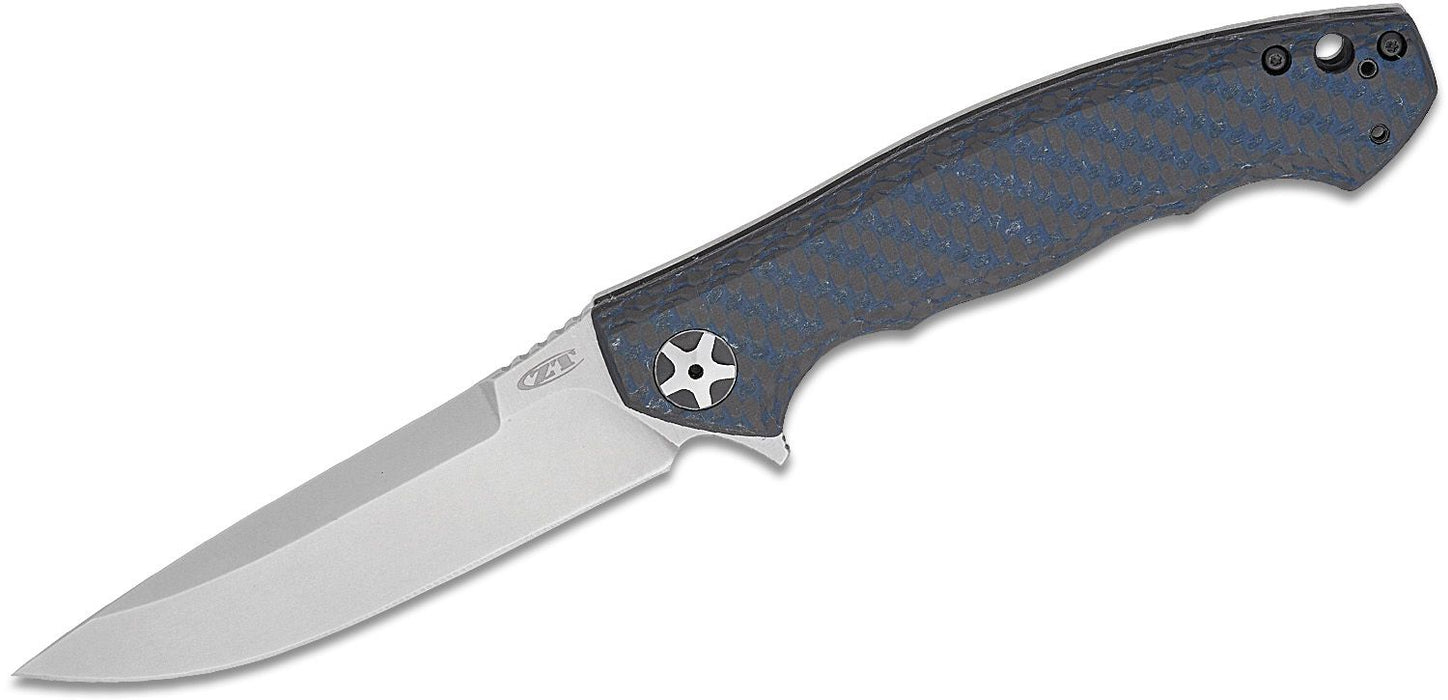 Zero Tolerance Sinkevich Flipper Knife Blue CF (4.1" Stonewash MagnaCut) ZT 0452BLUCF