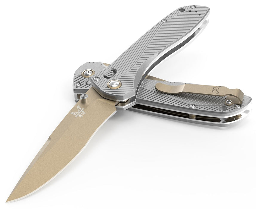 Benchmade Seven | Ten AXIS Lock Knife Gray Aluminum (4", Tan, S90V) 710FE-24