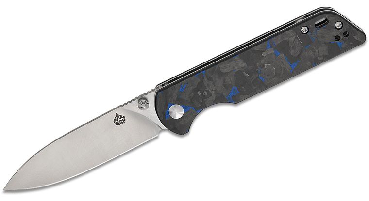 QSP Parrot V2 Liner Lock Knife Blue Shred CF + G-10 (3.25", Satin, D2) QS102-H