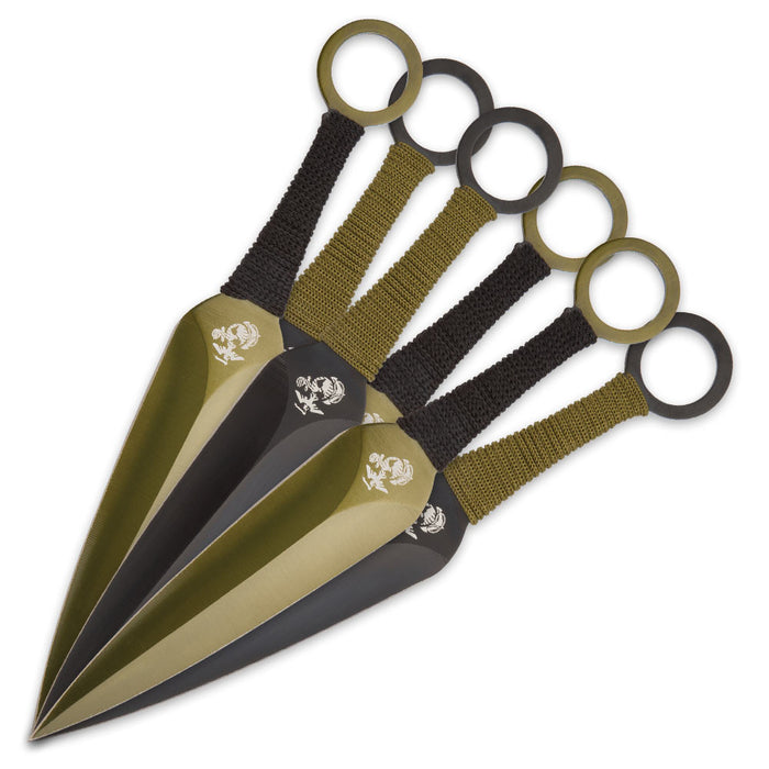 United Cutlery USMC Throwing Knife Set w/ Paper Target UC3164