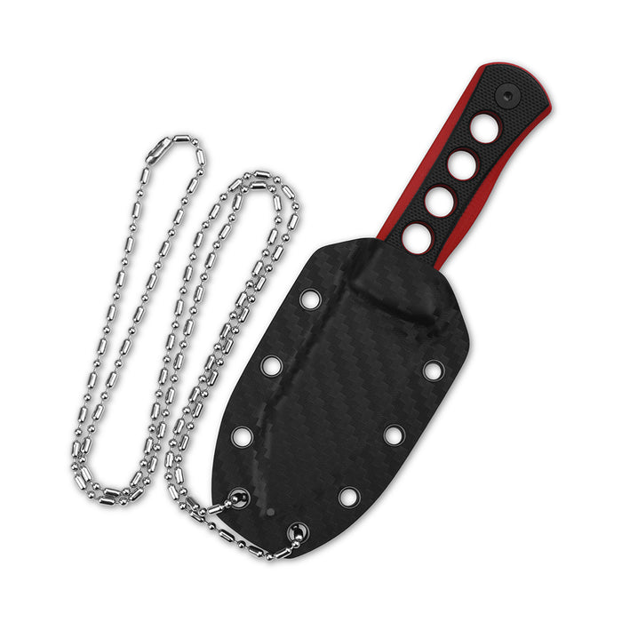 QSP Canary Neck Knife Fixed Blade Black/Red G-10 (2.5" BW) QS141-B2