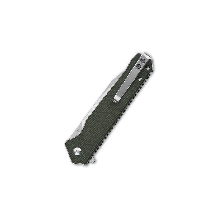 QSP Knife Mamba V2 Liner Lock Flipper Knife Green Micarta (3.5" Satin D2) QS111-I1