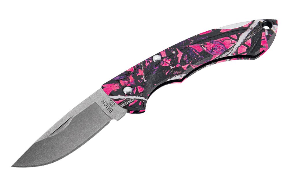 Buck Nano Bantam Pink Muddy Girl Camo Lockback Knife (1.8" Satin) 0283CMS31-B
