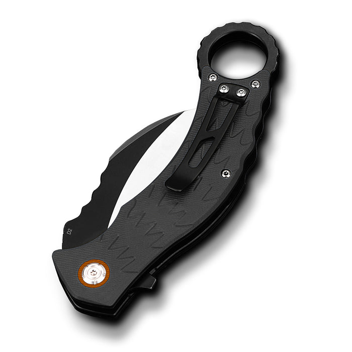 QSP Eagle Karambit Liner Lock Knife Black G10 (3.125" Black / Satin) QS120-B