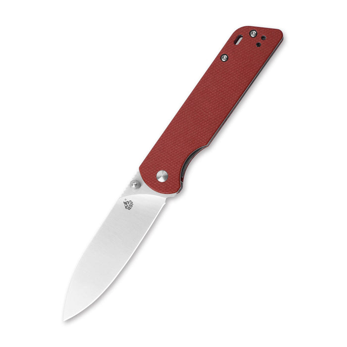 QSP Parrot Liner Lock Knife Red Linen Micarta (3.25" Satin) QS102-E