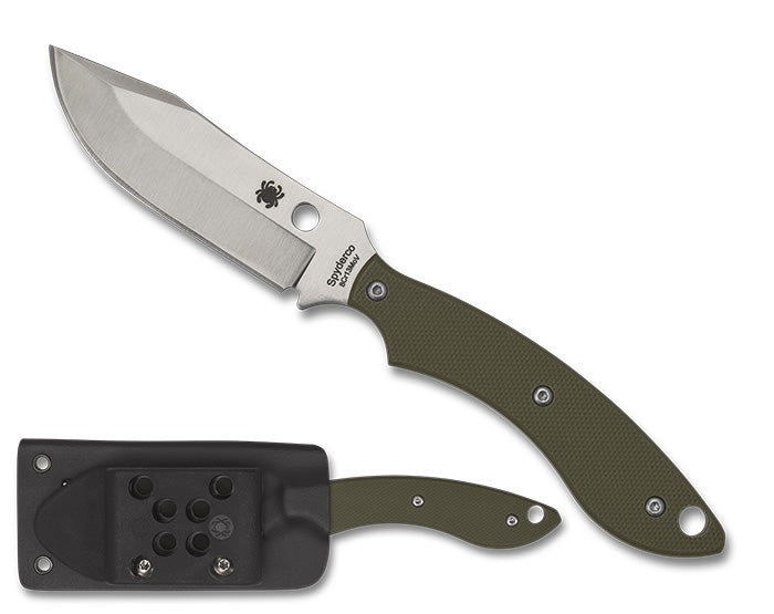 Spyderco Stok Bowie Fixed Blade Knife OD Green G-10 (2.95" Satin) FB49GPOD