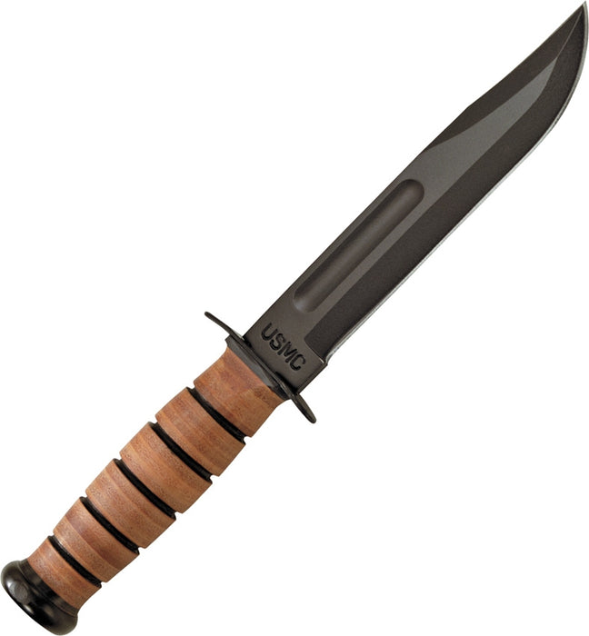 Ka-Bar USMC Full-Size fixed blade knife Knife (7" Black Plain) KB-1217