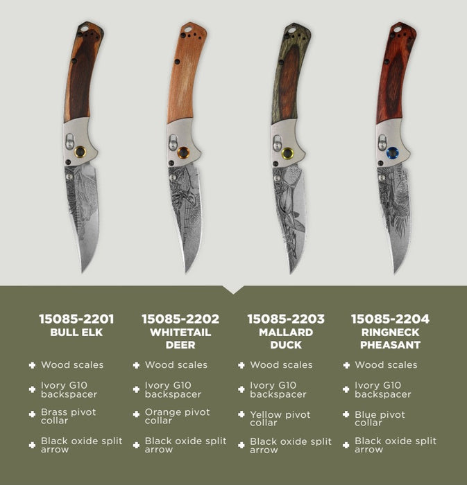 Benchmade Mini Crooked River LIMITED EDITION Artist Series Ringneck Pheasant AXIS Lock Knife (3.4" Satin) 15085-2204