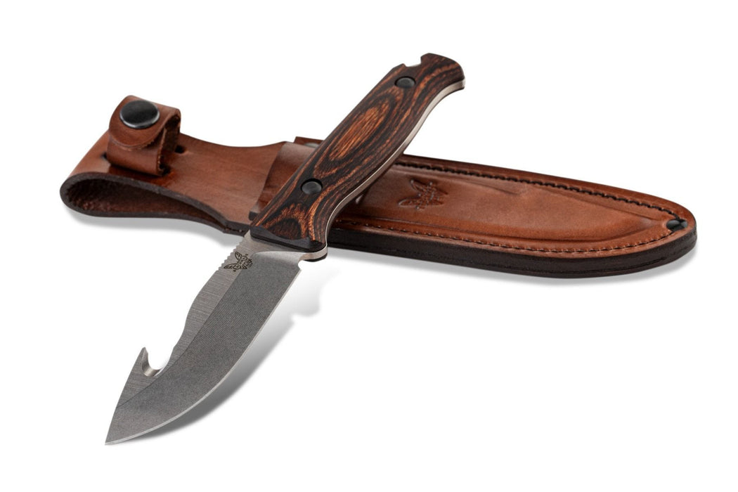 Benchmade Hunt Saddle Mountain Skinner Knife w/ Gut Hook Wood (4.2" SW) 15004