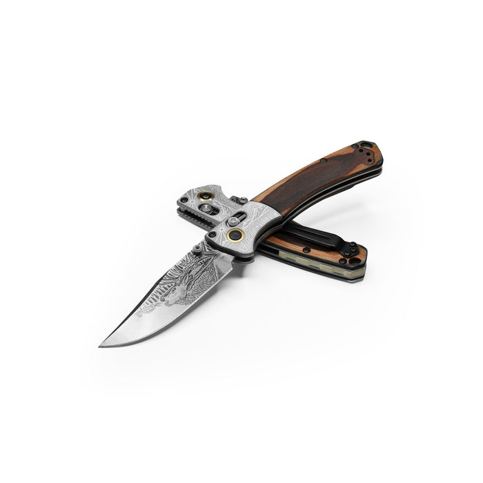 Benchmade Mini Crooked River LIMITED EDITION Artist Series Bull Elk AXIS Lock Knife (3.4" Satin) 15085-2201