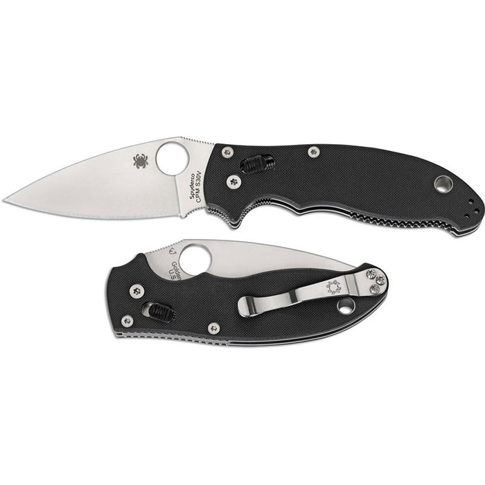 Spyderco Manix 2 Knife Black G-10 83mm (3.375" Matte Satin) C101GP2