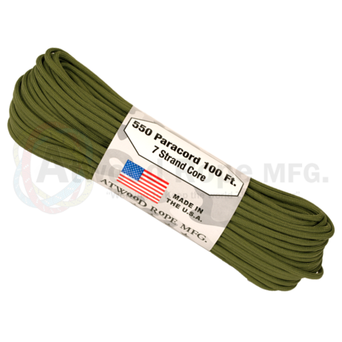 Atwood 550 lbs Paracord - 100 ft (Olive Green) PC100