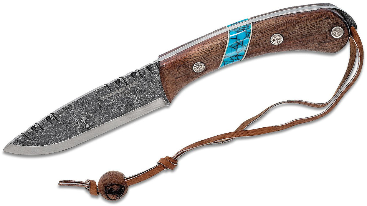 Condor Blue River Fixed Blade Knife Walnut/Turquoise (4.5" Black) CTK2825-4.3HC