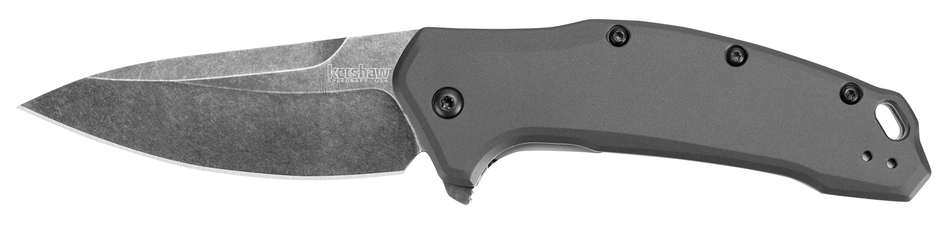 Kershaw Link Drop Point Knife Gray Aluminum (3.25" BlackWash) 1776GRYBW