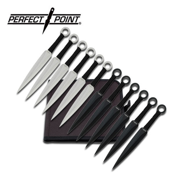FBA Perfect Point 12 Pc Throwing Knife Set (Black & Silver) 8.5'' RC-086-12