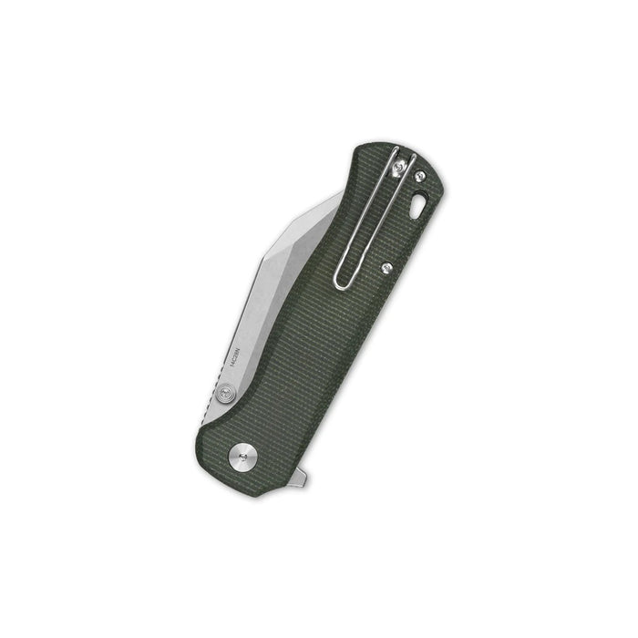 QSP Swordfish Button Lock Knife Green Micarta (3.63" SW) QS149-B1