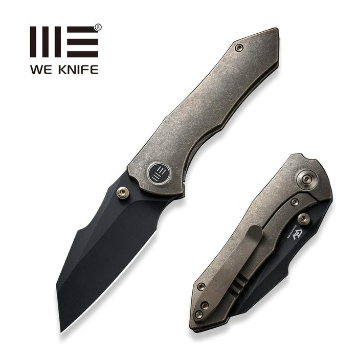 WE Knife Co High-Fin Frame Lock Knife Bronze Titanium (2.98" Black SW) WE22005-2