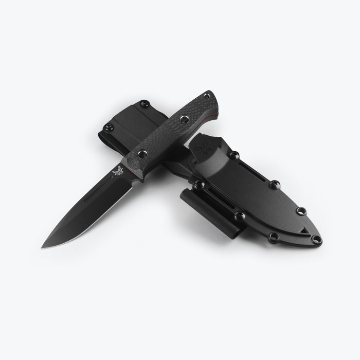 Benchmade Bushcrafter Fixed Blade Knife Black Carbon Fiber (4.38" Black CPM-CruWear) 163BK