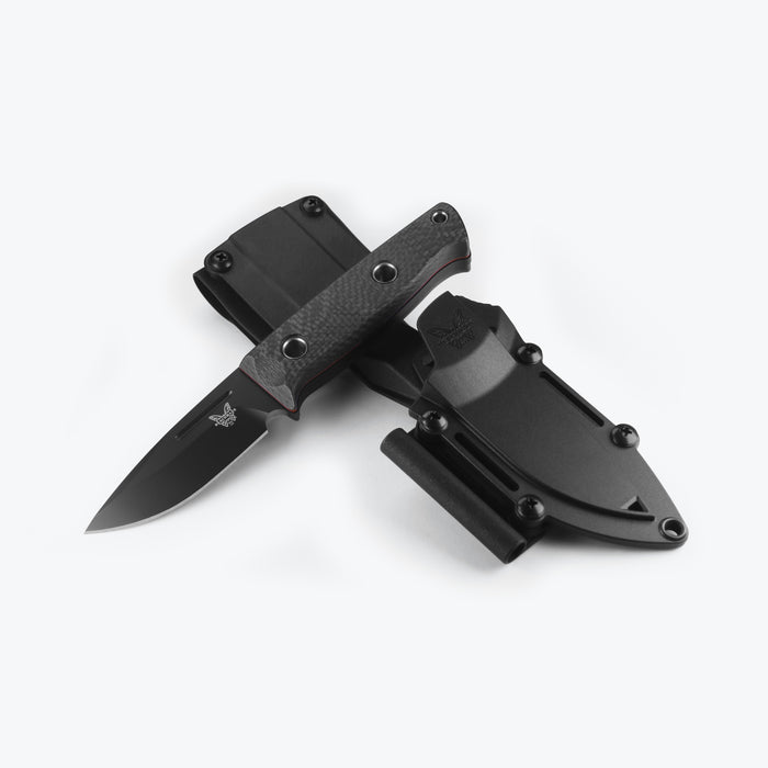Benchmade Mini Bushcrafter Fixed Blade Knife Carbon Fiber (3.38" Black CPM-CruWear) 165BK