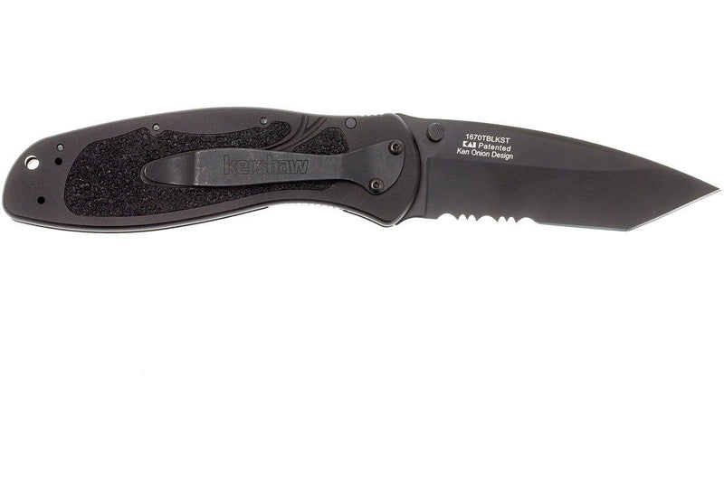 Kershaw Blur Tanto Assisted Opening Knife Black (3.375" Black Serr) 1670TBLKST