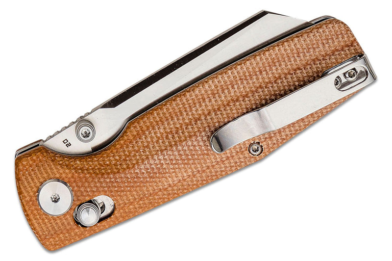 Bestech Knives Slasher Bar Lock Knife Natural Micarta (3.07" Satin D2) BG43D