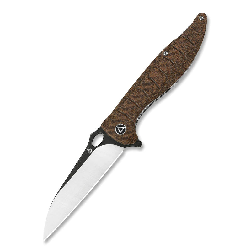 QSP Locust Liner Lock Knife Brown Micarta (3.88" Satin) QS117-A