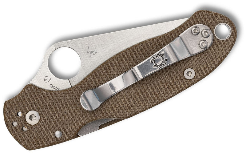 Spyderco Para 3 Knife Brown Canvas Micarta CPM CRU-WEAR (2.92" Satin) C223MPCW