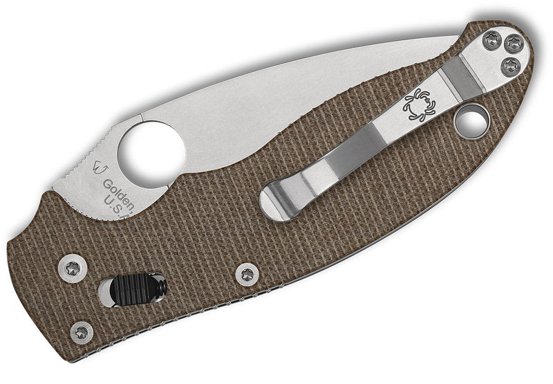 Spyderco Manix 2 Ball Bearing Lock Knife Brown Micarta CPM CRU-WEAR (3.37" Satin) C101MPCW2