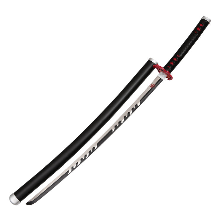 Katana Decorativa Tanjiro – Espada Black Nichirin De Madera Con Soporte Premium, Ideal Para Cosplay Y Decoración Japonesa