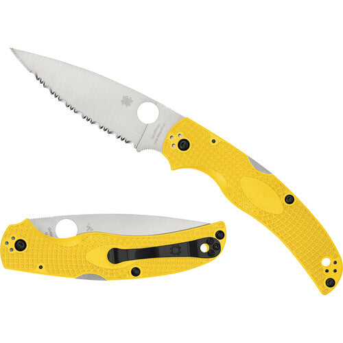 Spyderco Native Chief Lightweight Salt MagnaCut Knife Yellow Serrated FRN (4.02" Satin) C244SYL