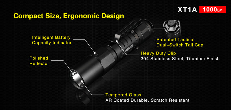 Klarus 1000 Lumen Flashlight XT1A Tactical EDC