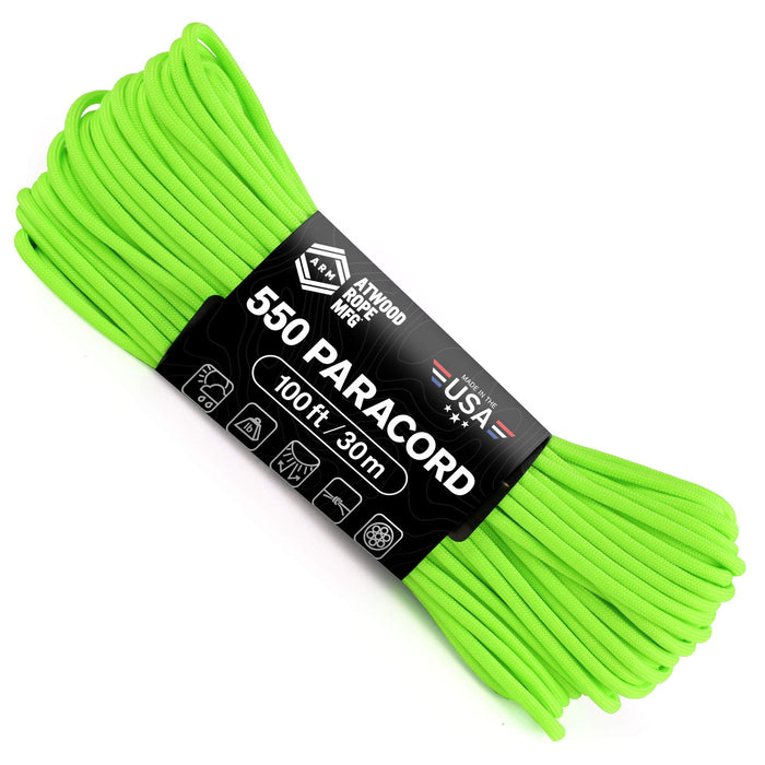 Atwood 550 lbs Paracord - 100 ft (Neon Green) PC100NGRN