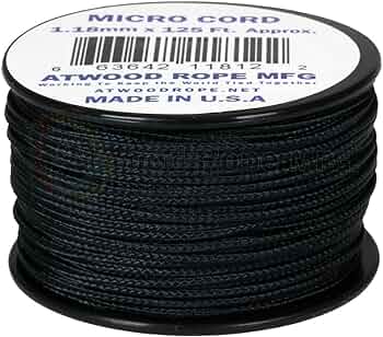 Atwood 100 lbs Micro Paracord 1.18mm - 125 ft (Black) PC117