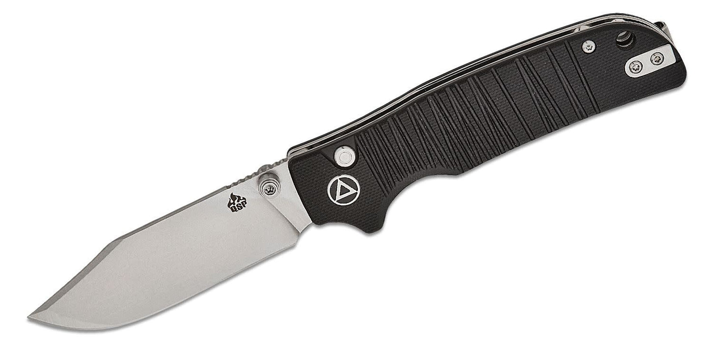 QSP Kali Button Lock Knife Black G-10 (3.25", Stonewash, 14C28N) QS159-B1