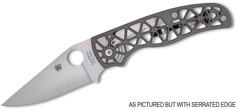 Spyderco Edgerati Serrated Compression Lock Knife Gray (3.57", Satin, S30V) C266ALS