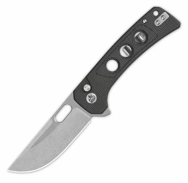 QSP Unicorn Button Lock Knife Brown Micarta (3.25" SW 14C28N) QS156-A1