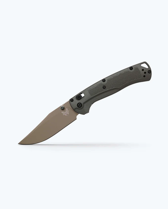 Benchmade Taggedout AXIS-Lock Knife Deep Olive Grivory (3.5", Tan, Elmax) 15536TN-02