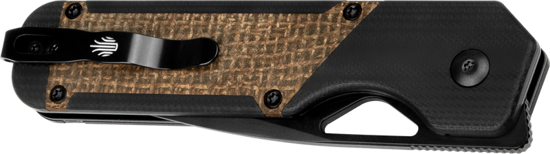 Kizer Militaw Liner Lock Knife Black G-10 Burlap Micarta (3.36", Black, Nitro-V) 3634A1